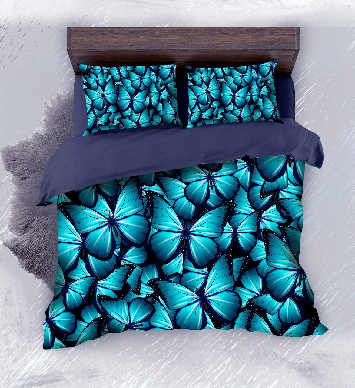 Sapphire Blue Butterfly3D Customized Duvet Cover Bedding Set