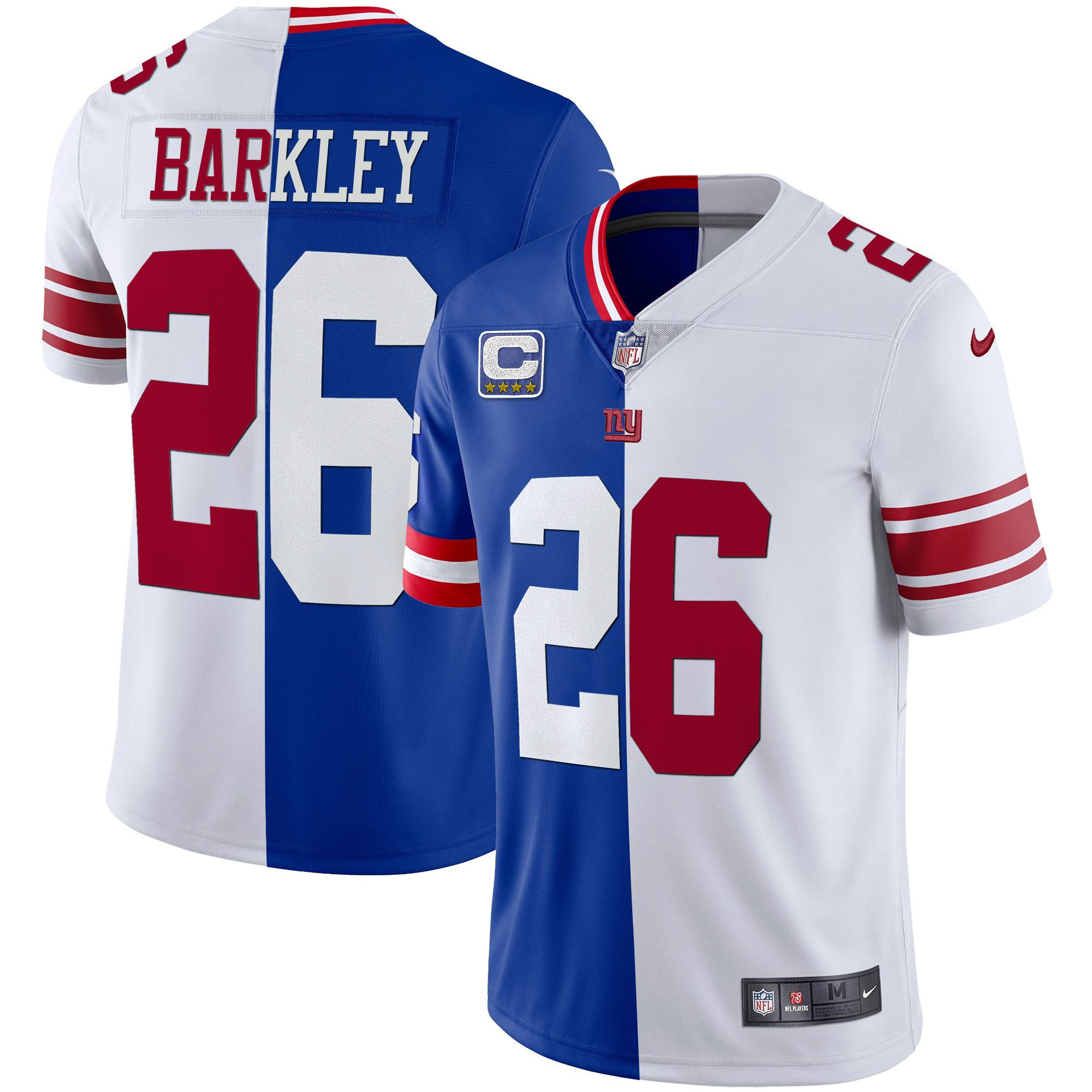 Saquon Barkley Men's New York Giants Vapor Gold Split Jersey - All Stitched 