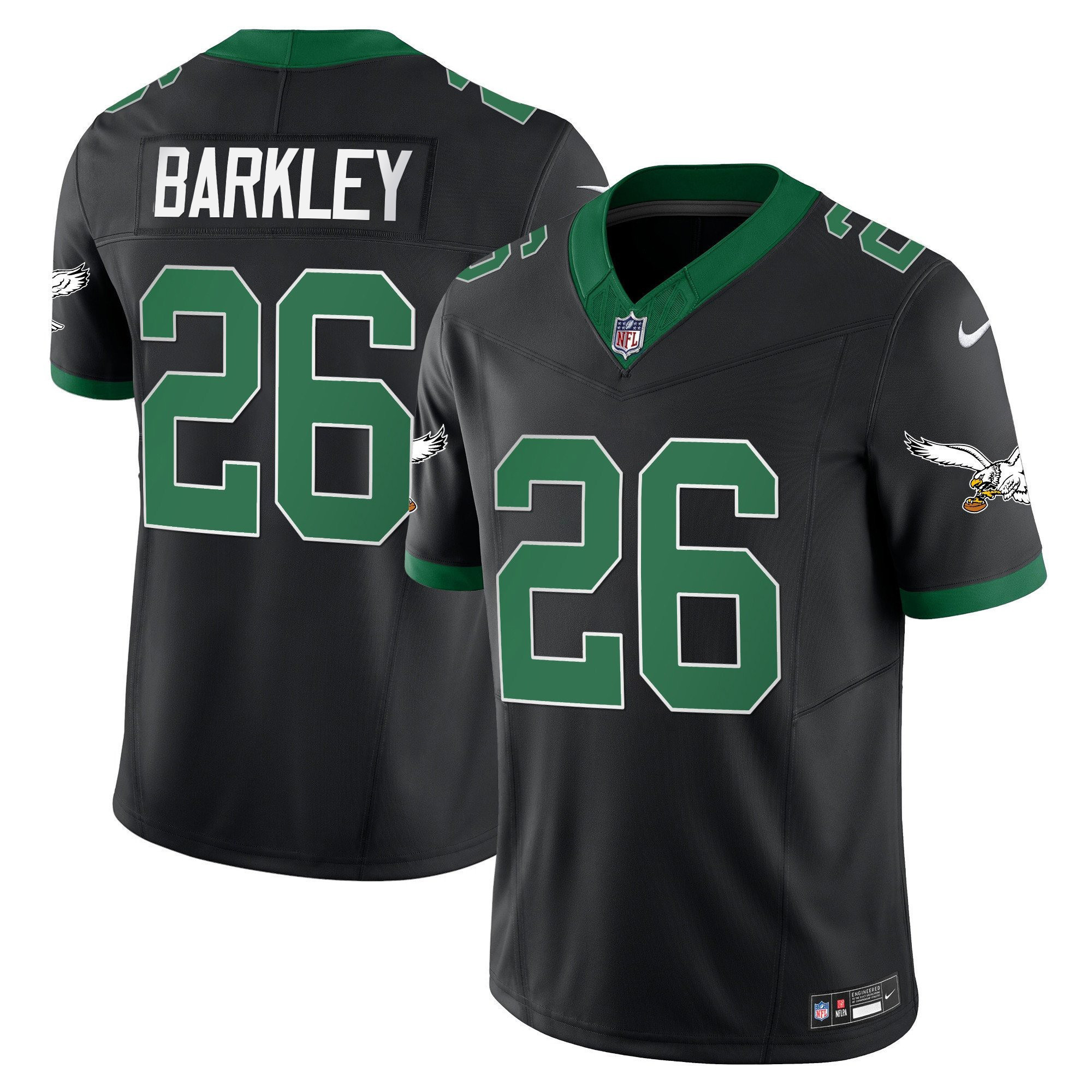 Saquon Barkley Men's Philadelphia Eagles Throwback Kelly Vapor Limited Kelly Black Jersey - All Stitched - Image 1