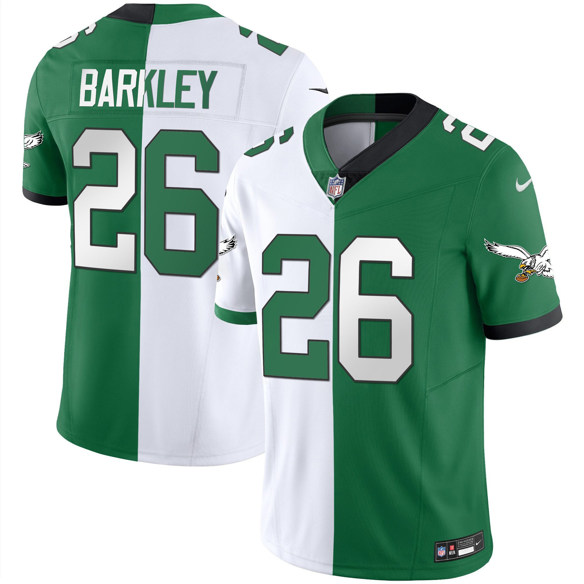 Saquon Barkley Men's Philadelphia Eagles Throwback Kelly Vapor Limited Split Jersey - All Stitched