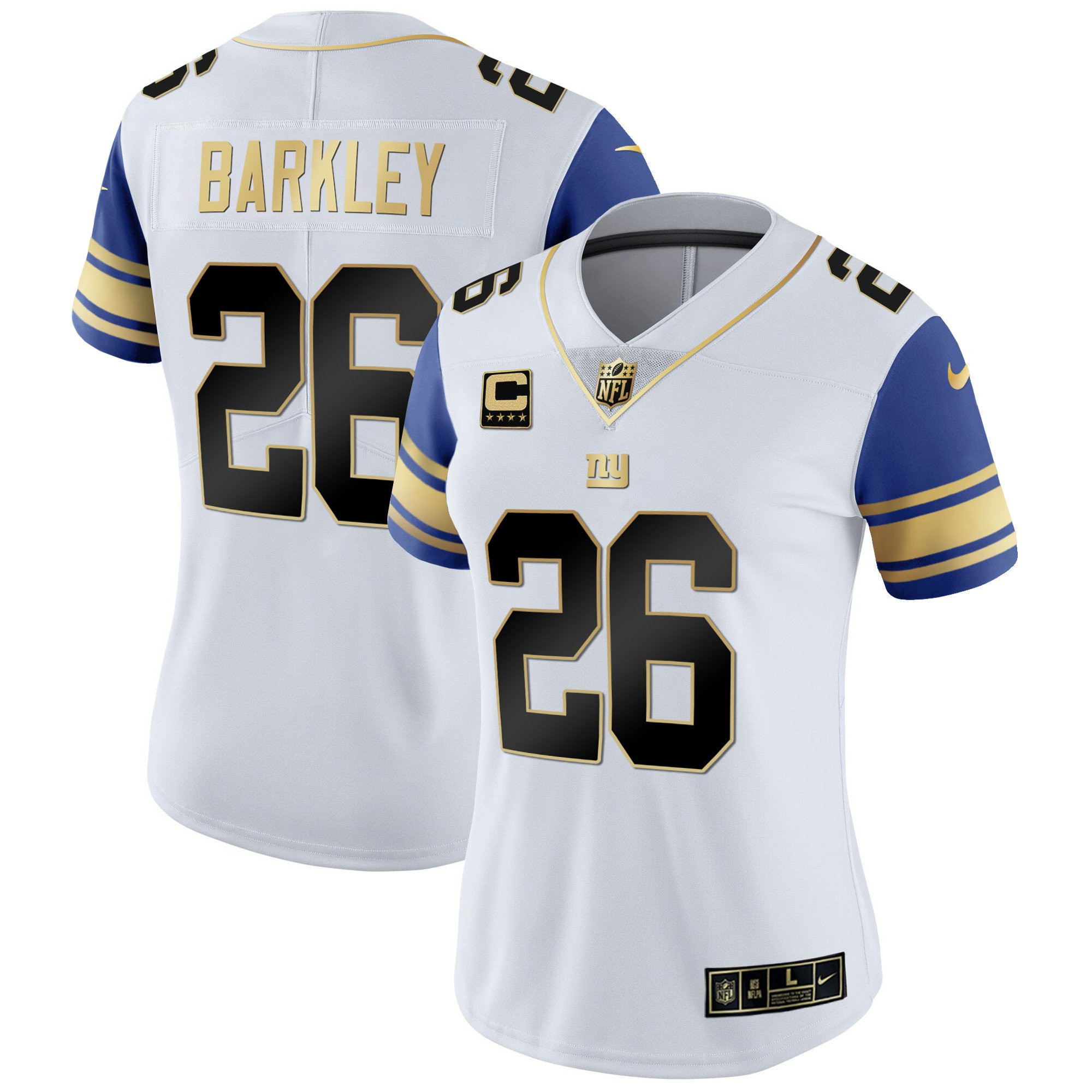 Saquon Barkley Women's New York Giants Vapor Gold Color Sleeve Jersey - All Stitched 