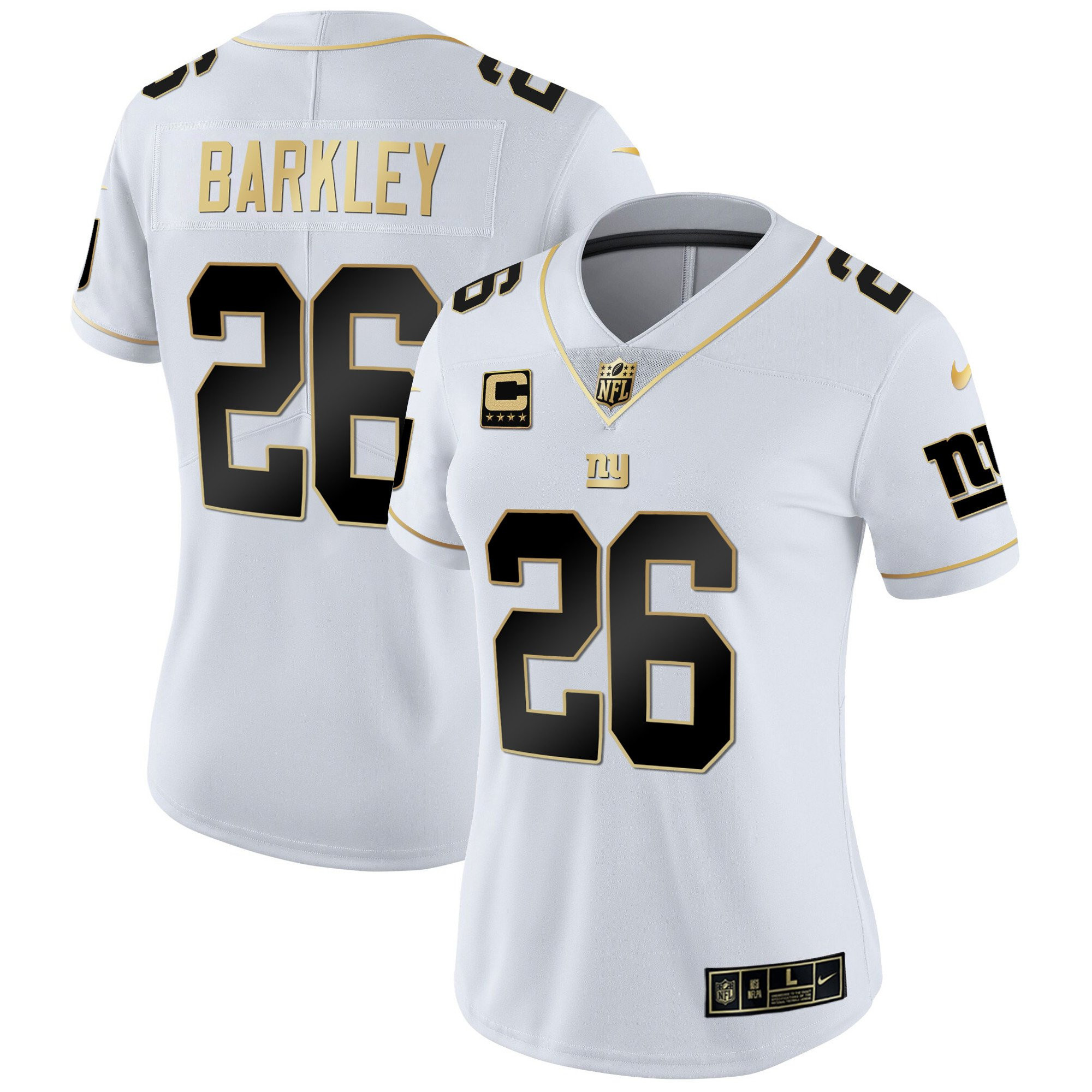 Saquon Barkley Women's New York Giants Vapor Gold White Gold Jersey - All Stitched 