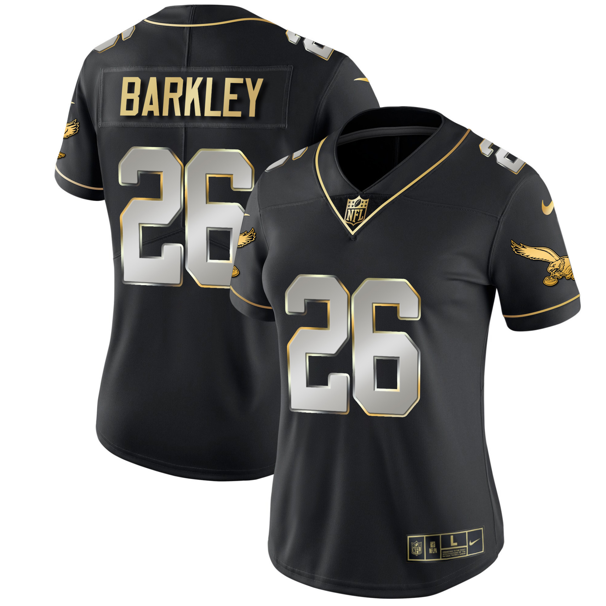 Saquon Barkley Women's Philadelphia Eagles Throwback Kelly Vapor Limited V2 Black Limited Jersey - All Stitched