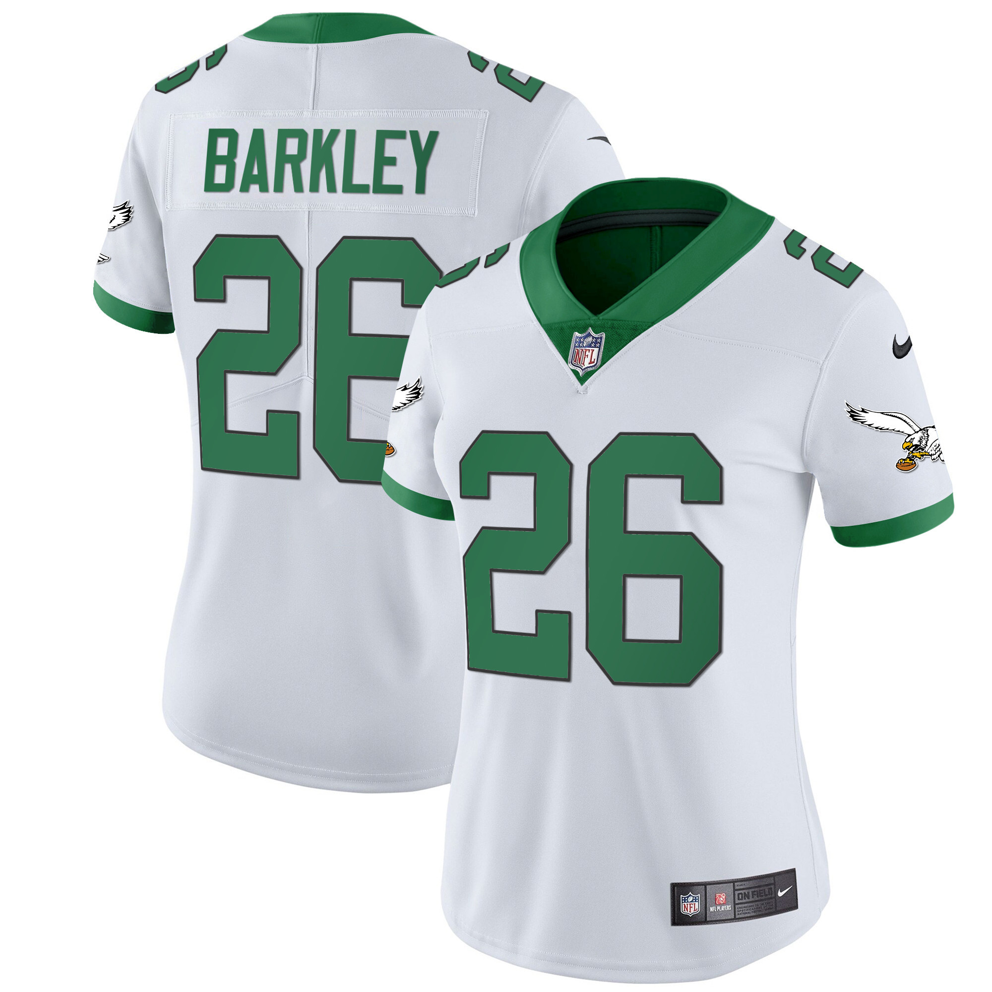 Saquon Barkley Women's Philadelphia Eagles Throwback Kelly Vapor Limited V2 Kelly White Jersey - All Stitched