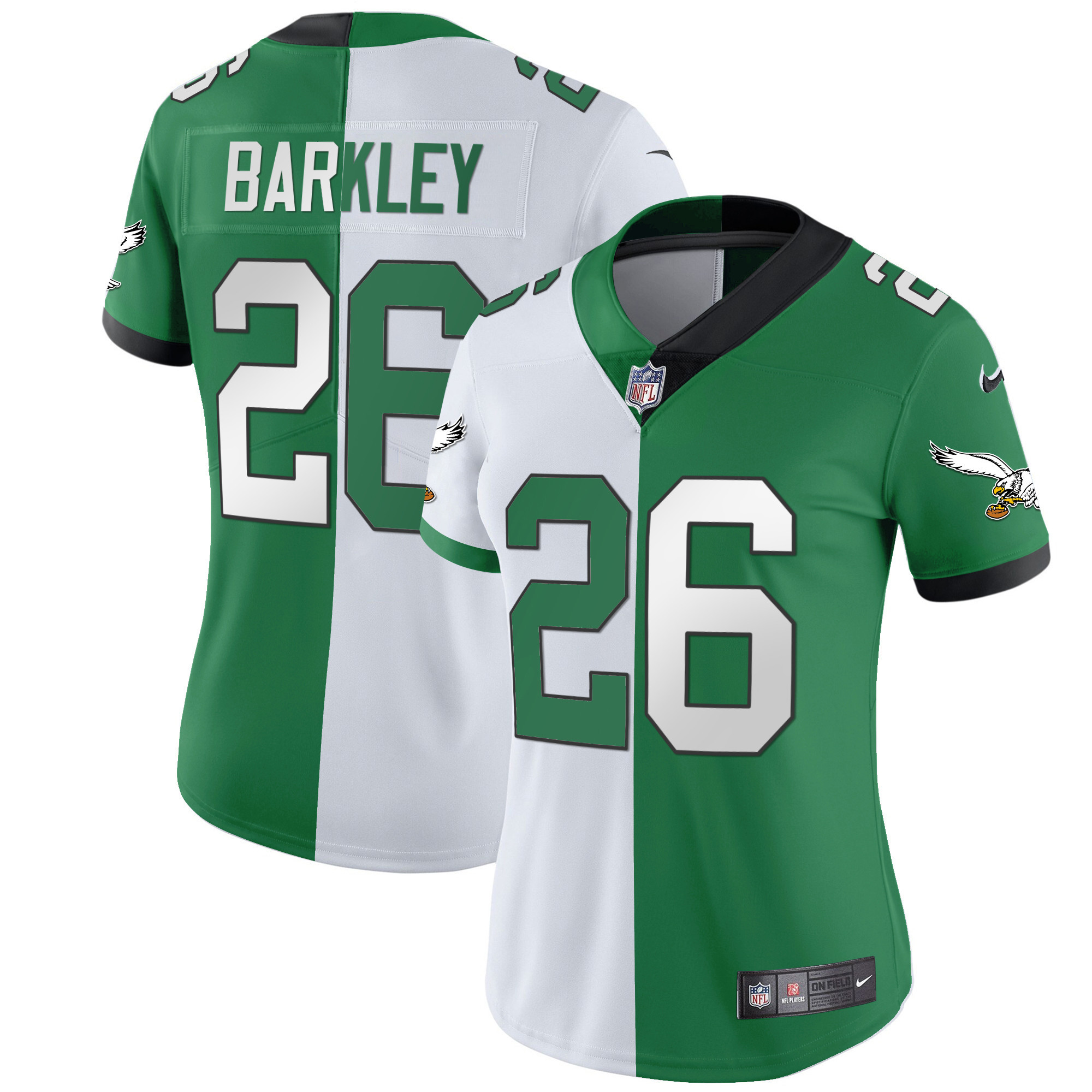Saquon Barkley Women's Philadelphia Eagles Throwback Kelly Vapor Limited V2 Split Jersey - All Stitched