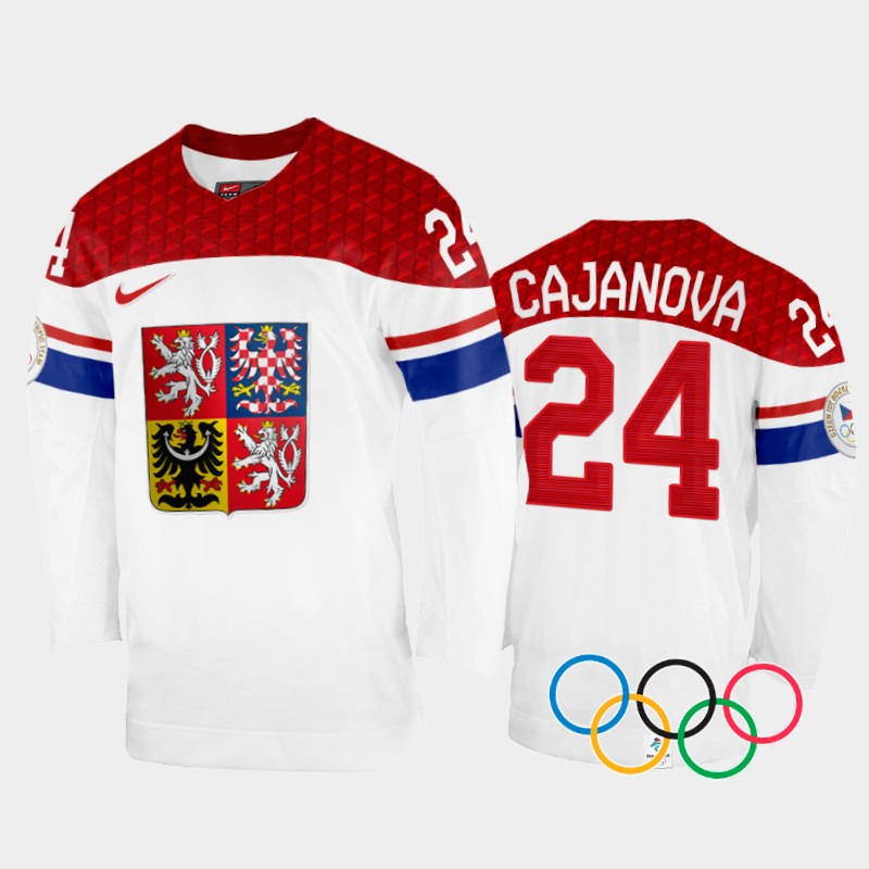 Sara Cajanova Czech Republic Women's White Home Jersey 2022 Winter Olympics