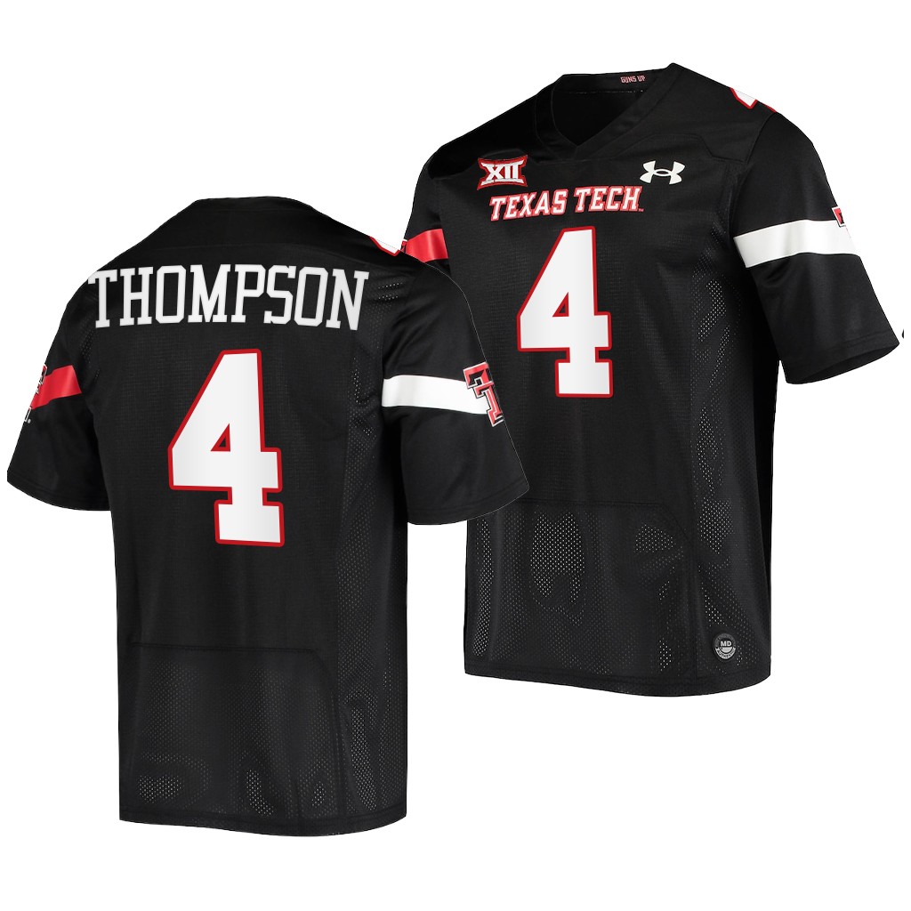 SaRodrick Thompson Texas Tech Red Raiders 2022-23 College Jersey Men's Black #4 Uniform