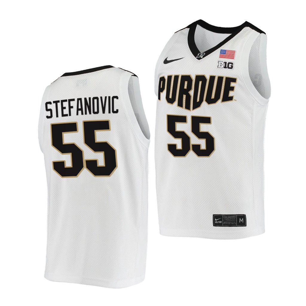 Sasha Stefanovic #55 Purdue Boilermakers 2021-22 College White Jersey