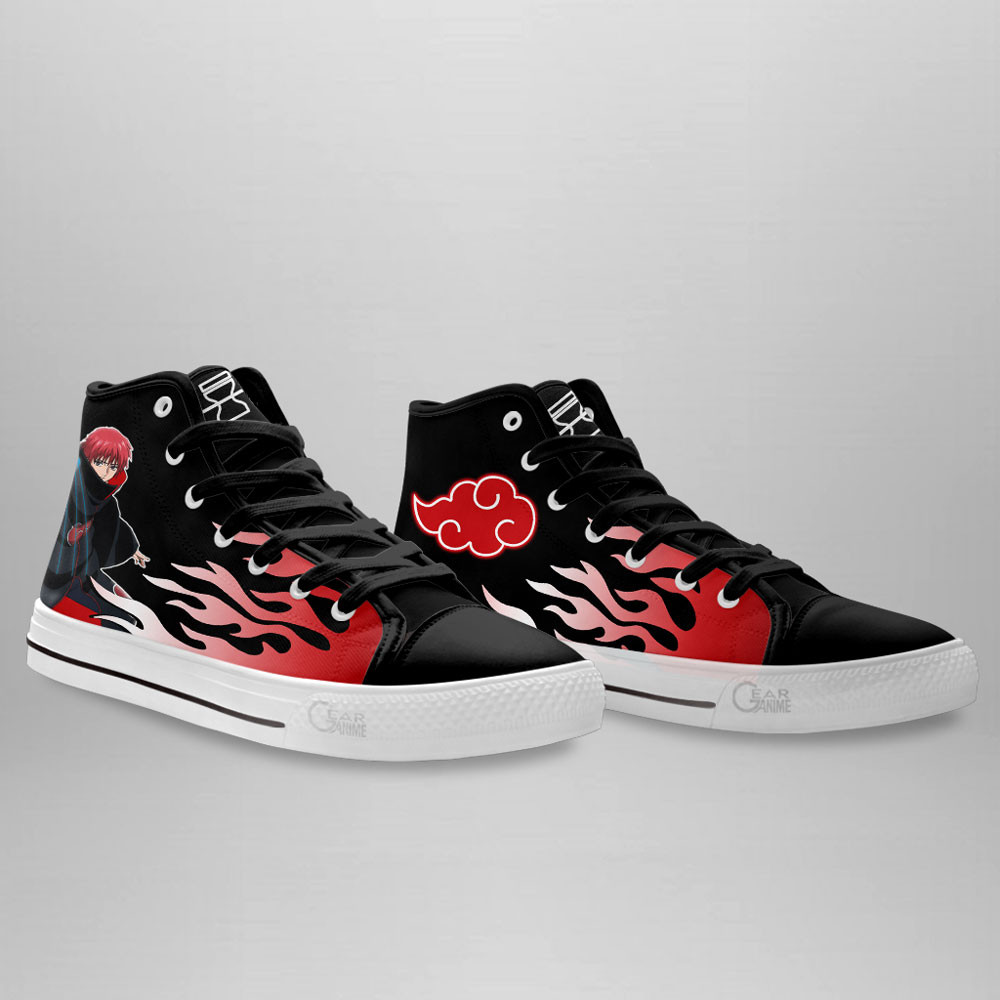 Sasori High Top Shoes Custom Akatsuki Sneakers Flame Style
