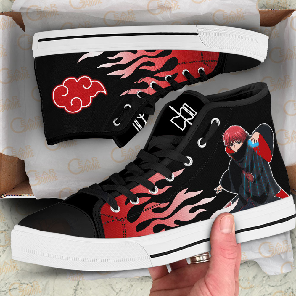 Sasori High Top Shoes Custom Akatsuki Sneakers Flame Style