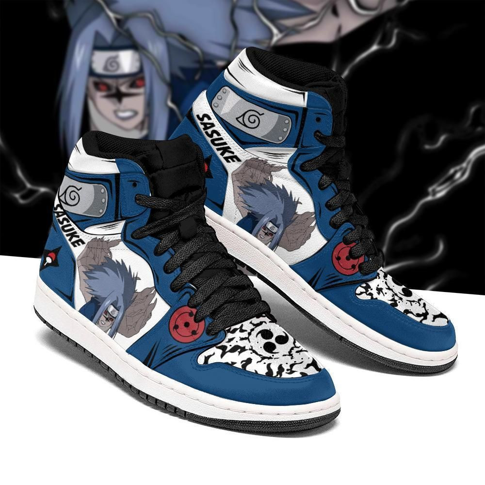 Sasuke Naruto Anime 2 High Top Air Jordan Sneaker, Air Jordan Hightop