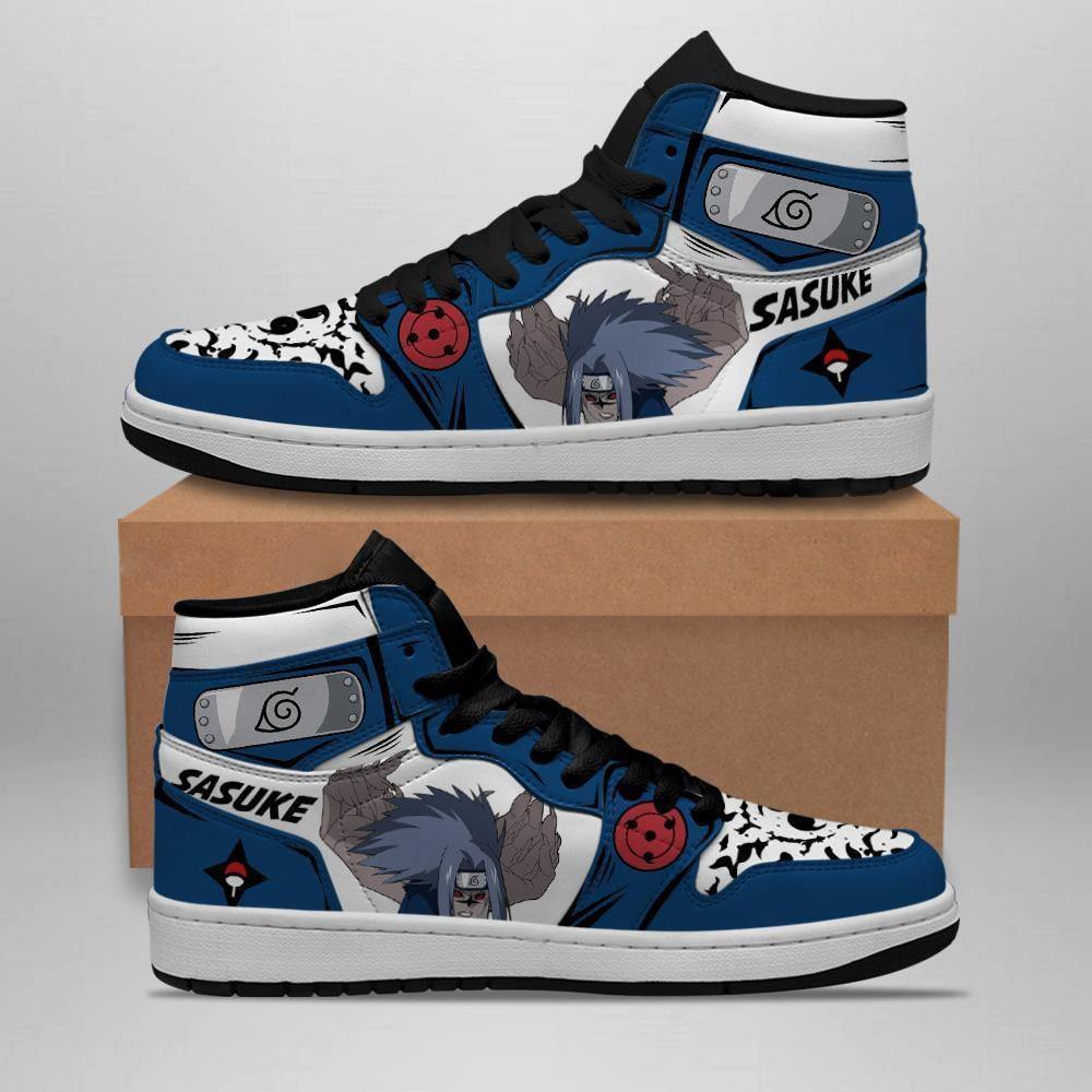 Sasuke Naruto Anime 2 High Top Air Jordan Sneaker, Air Jordan Hightop