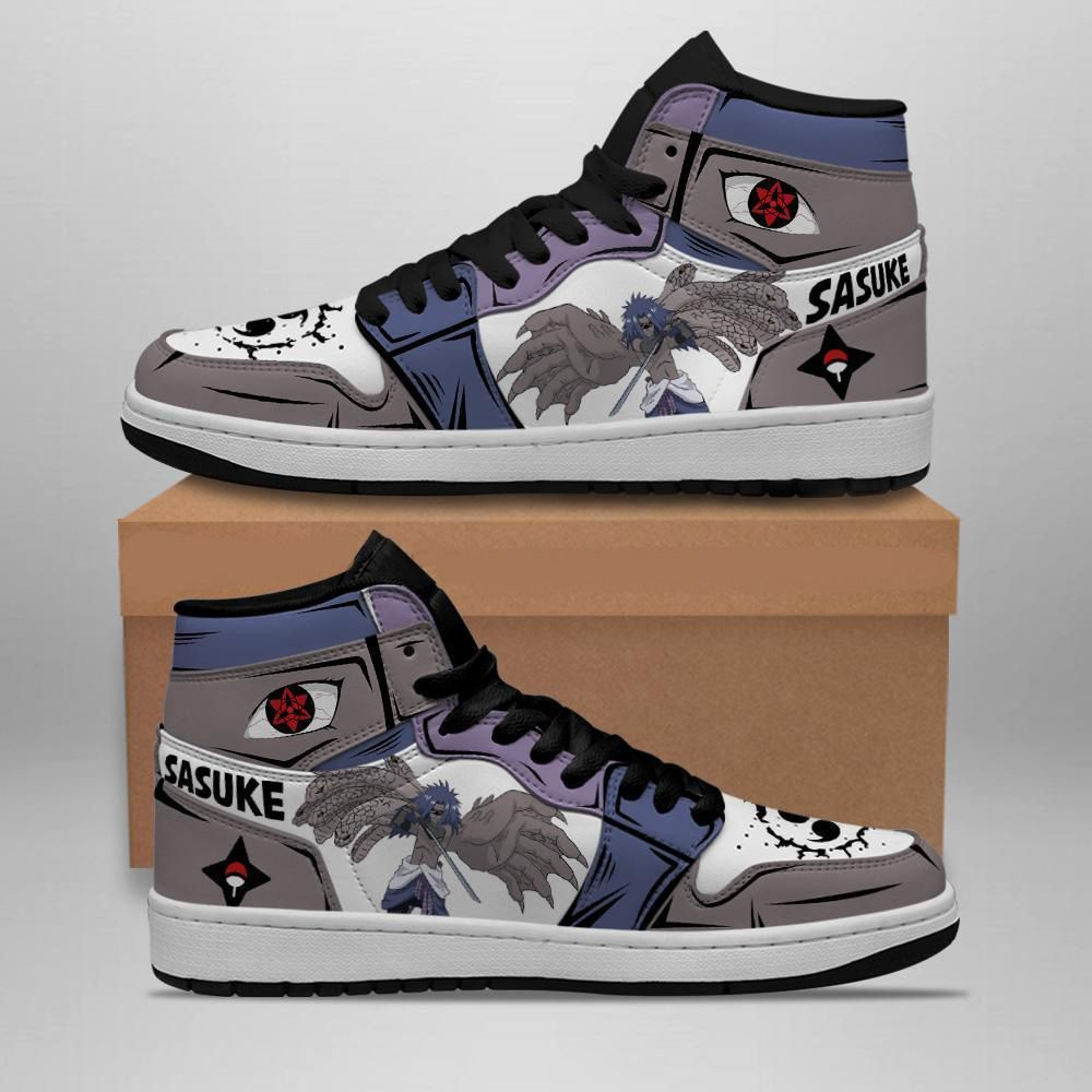 Sasuke Naruto Anime 3 High Top Air Jordan Sneaker, Air Jordan Hightop