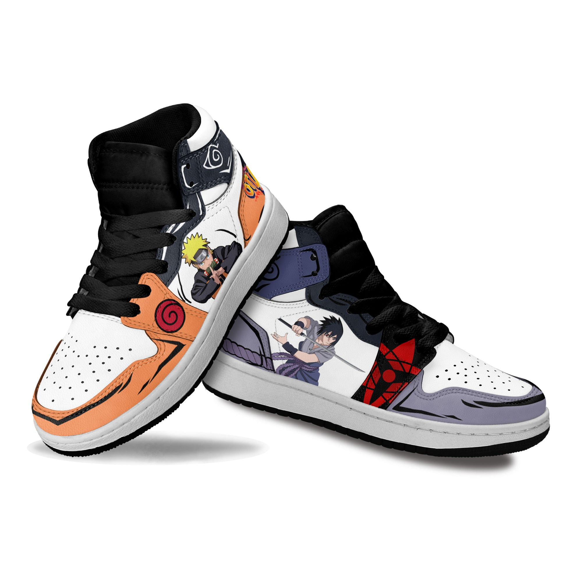 Sasuke Uchiha and NRT Uzumaki Kids Sneakers Custom Anime NRT Shoes For Kids