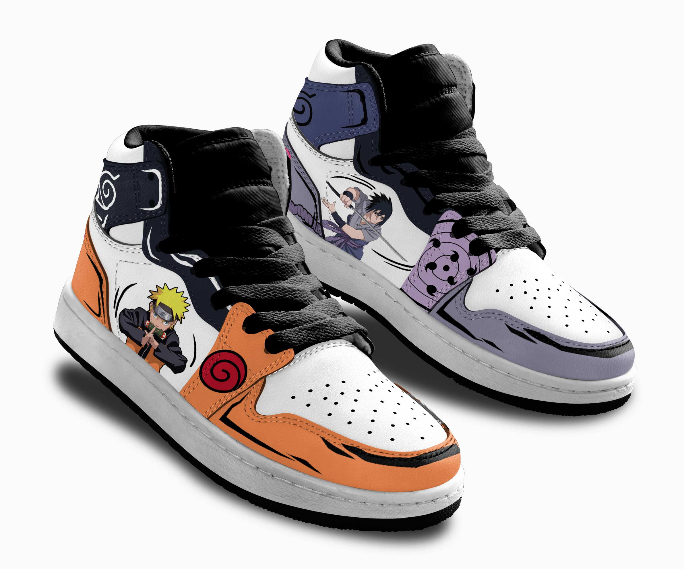 Sasuke Uchiha and NRT Uzumaki Kids Sneakers Custom Anime NRT Shoes For Kids