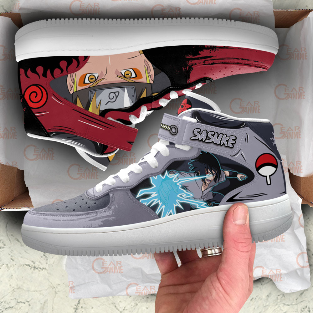 Sasuke Uchiha and Nrt Uzumaki Sage Sneakers Air Mid Custom Anime Shoes