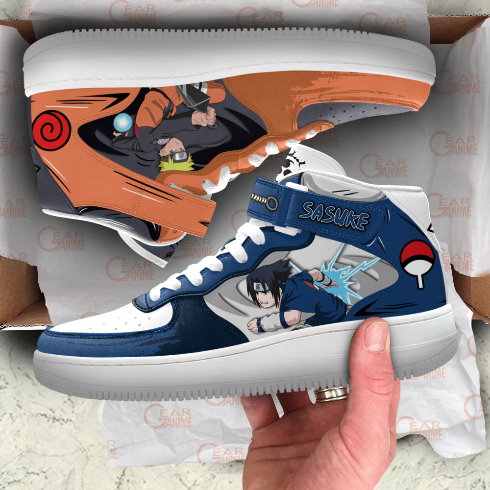 Sasuke Uchiha and Nrt Uzumaki Young Sneakers Air Mid Anime Shoes