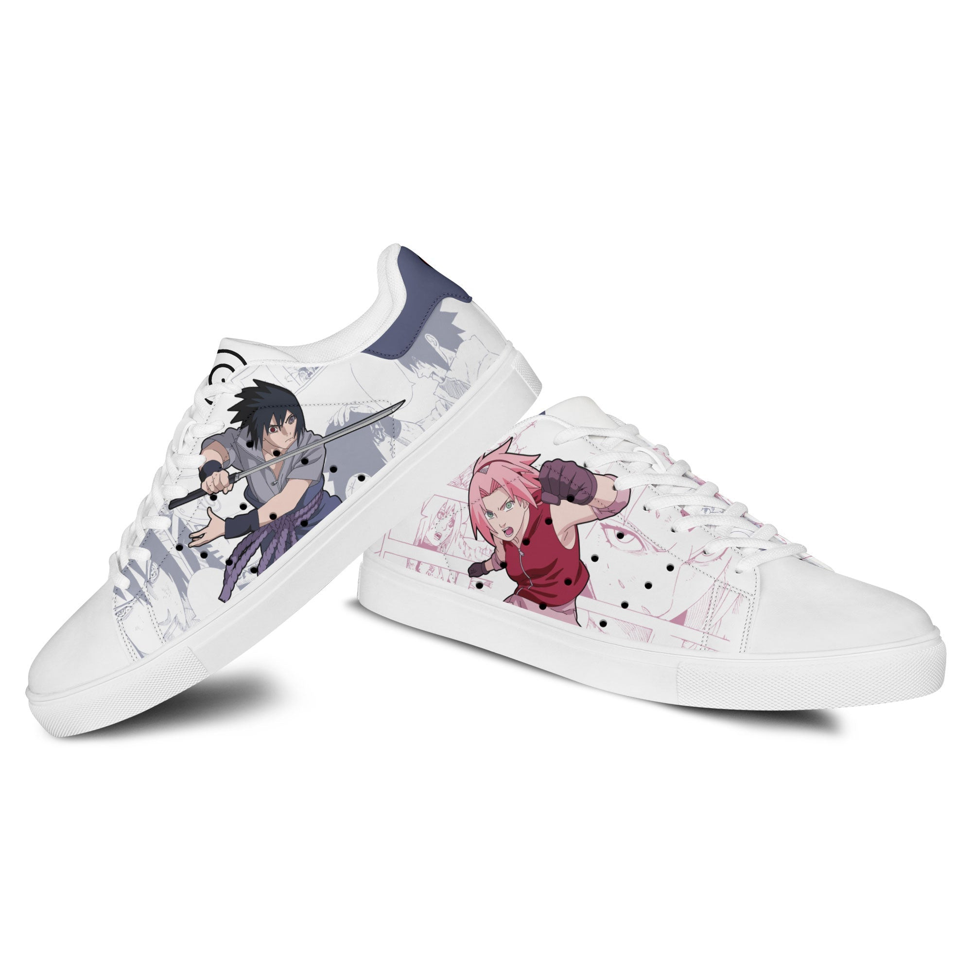 Sasuke Uchiha and Sakura Haruno Skate Sneakers Custom NRT Anime Shoes