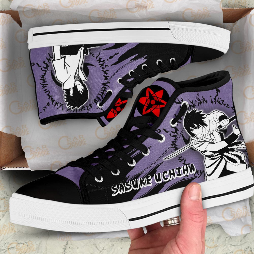 Sasuke Uchiha High Top Shoes Anime Sneakers Manga Style