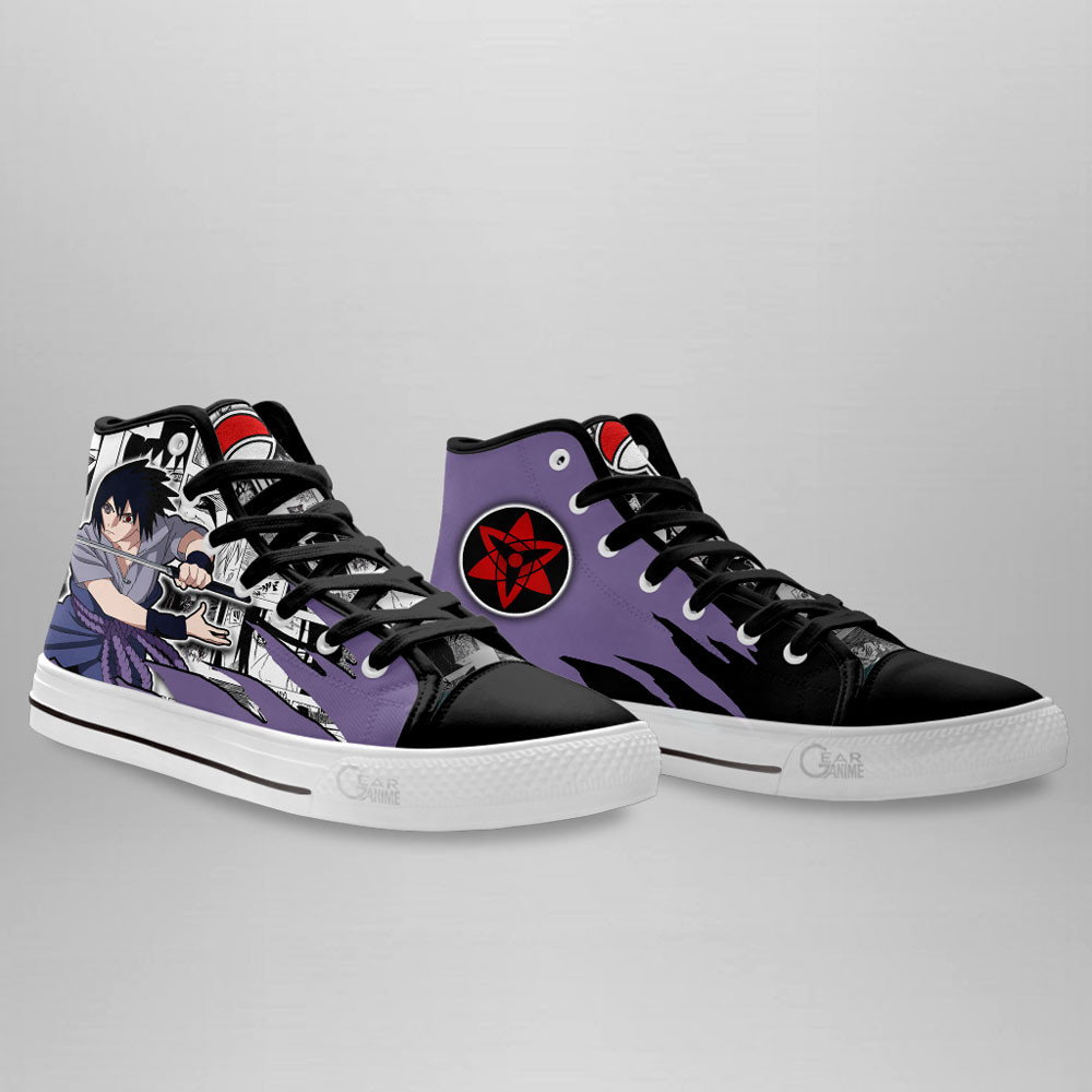 Sasuke Uchiha High Top Shoes Custom Anime Sneakers Mix Manga