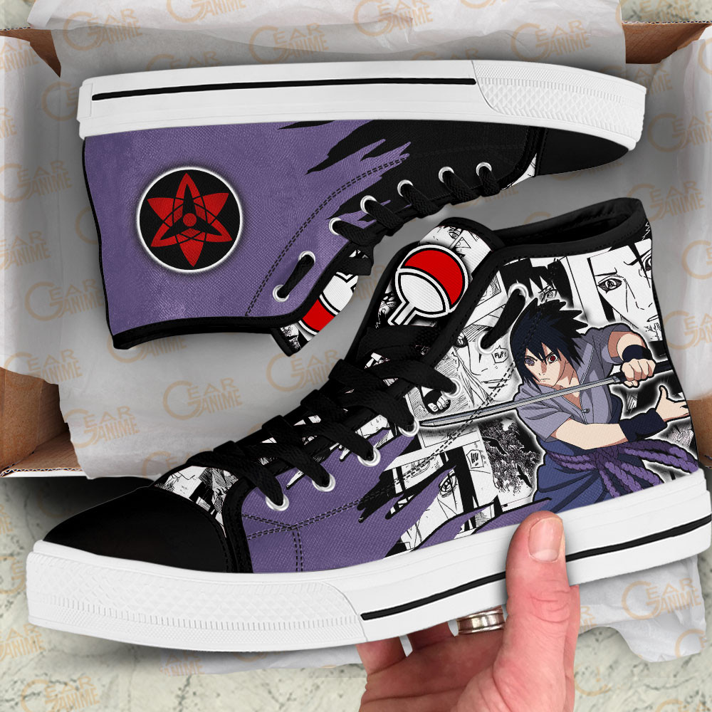 Sasuke Uchiha High Top Shoes Custom Anime Sneakers Mix Manga