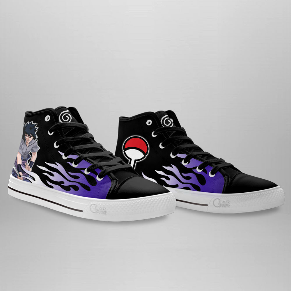Sasuke Uchiha High Top Shoes Custom NRT Sneakers Flame Style