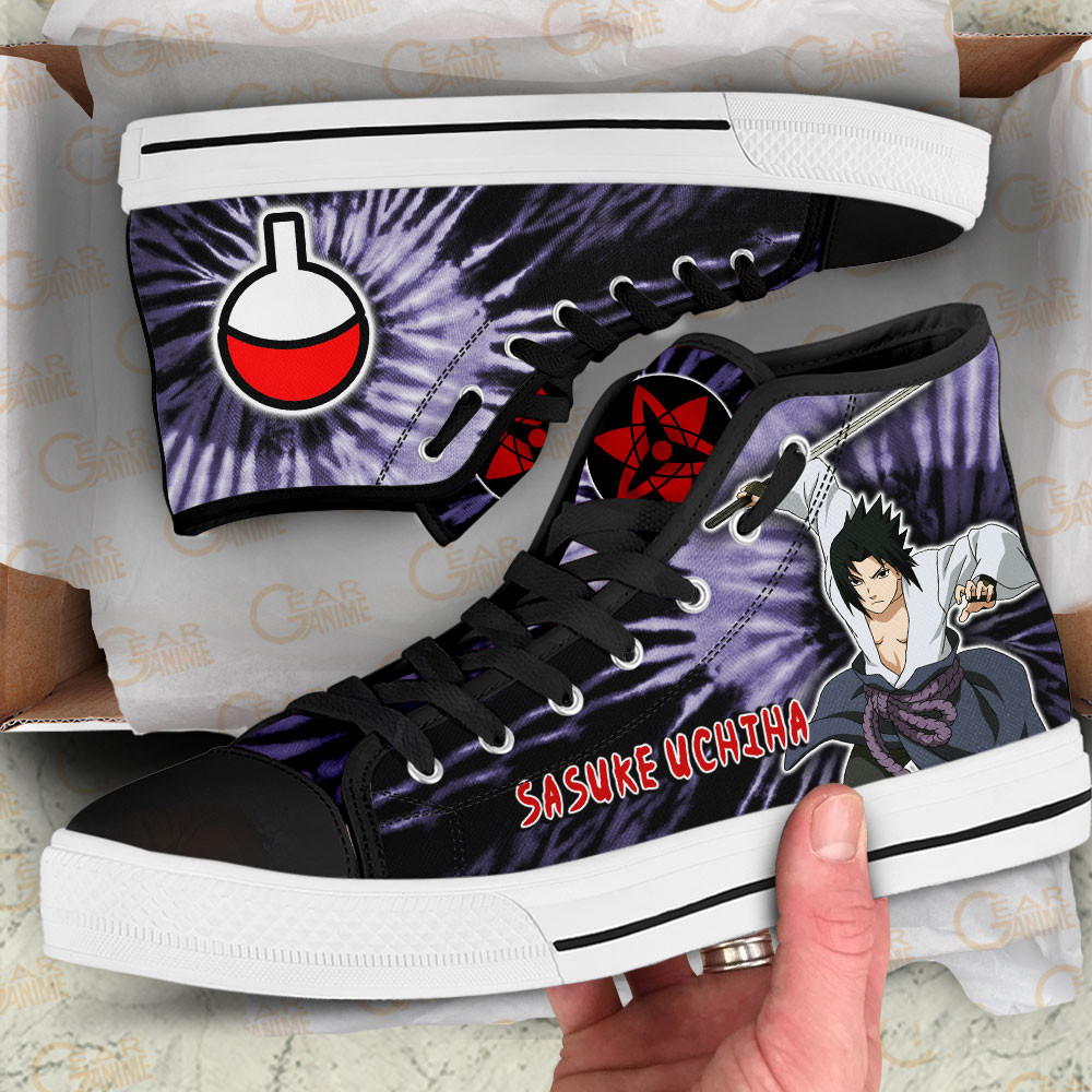 Sasuke Uchiha High Top Shoes Custom NRT Sneakers Tie Dye Style