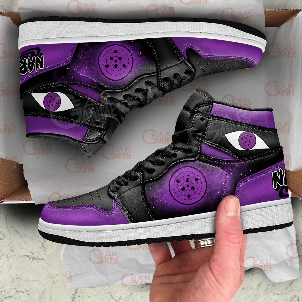 Sasuke Uchiha Rinnegan JD1s Sneakers Naruto Anime Dojutsu Shoes, Air Jordan Hightop