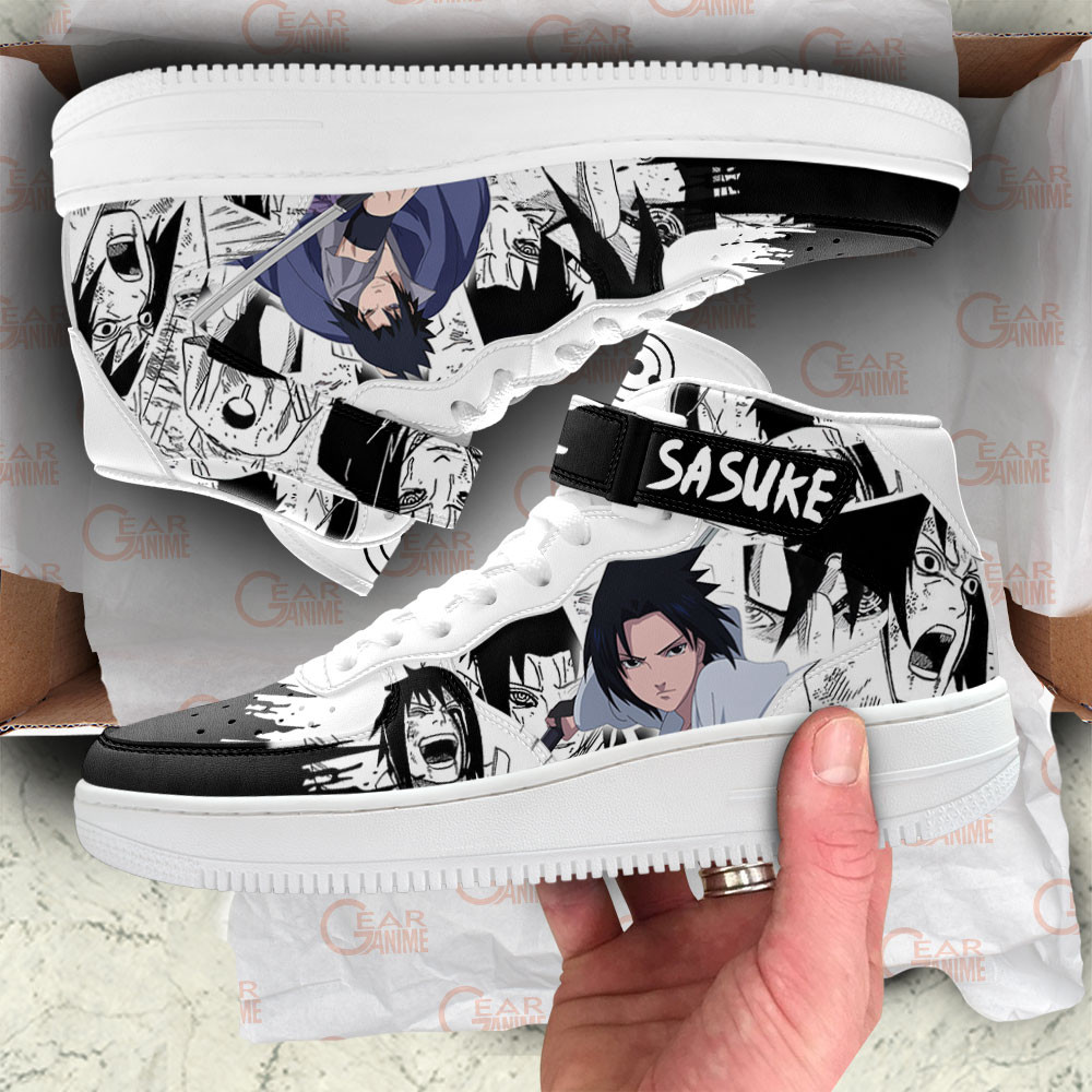 Sasuke Uchiha Sneakers Air Mid Custom Anime Shoes Mix Manga