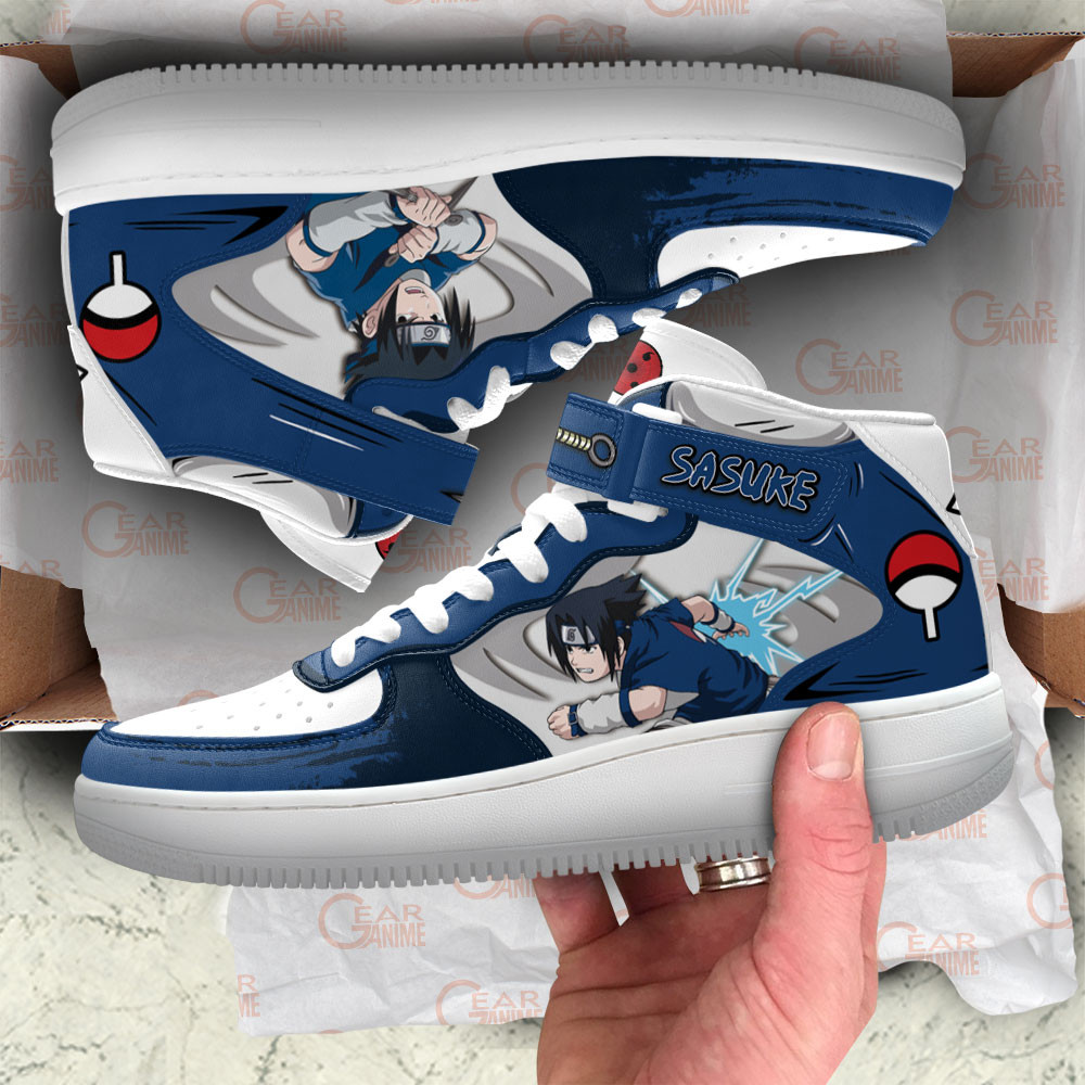 Sasuke Uchiha Young Sneakers Air Mid Custom Anime Shoes