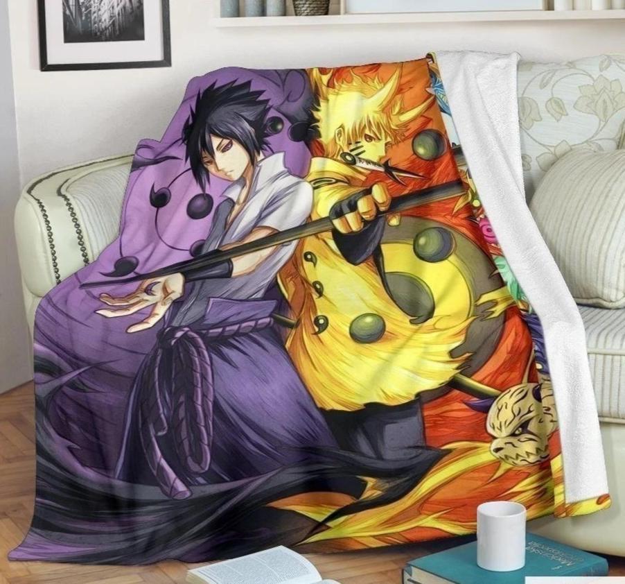 Sasuke Vs Naruto Super Power Sherpa Blanket Cozy Blanket Fleece Blanket