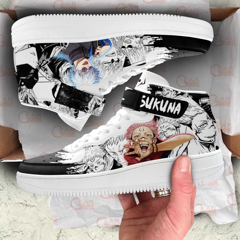 Satoru Gojo and Sukuna Sneakers Air Mid Custom Jujutsu Kaisen Anime Shoes