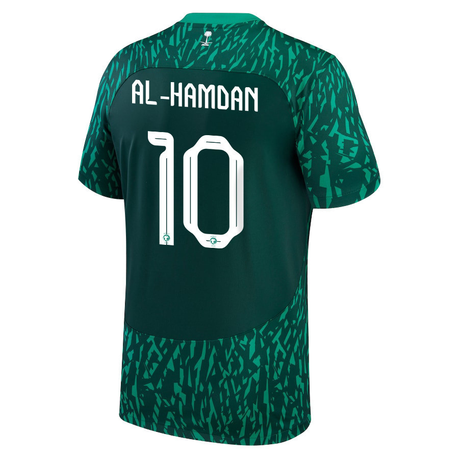Saudi Arabia National Team 2022-23 Abdullah Al-Hamdan 10 Qatar World Cup Away Men Soccer Jersey – Green