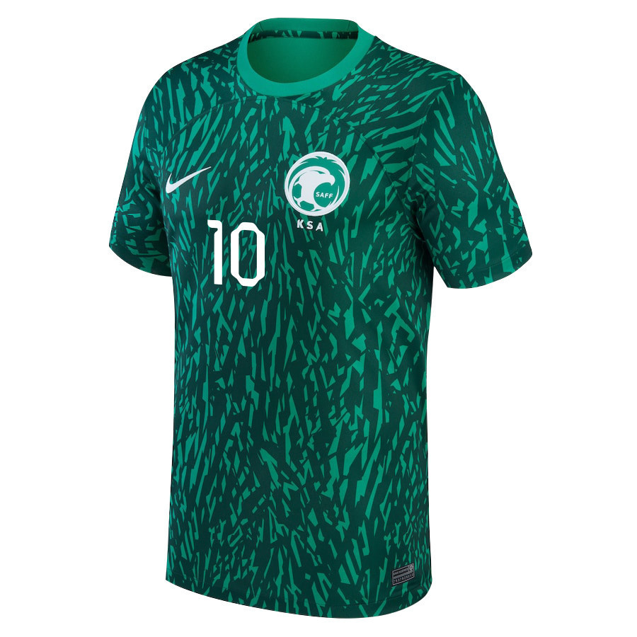 Saudi Arabia National Team 2022-23 Abdullah Al-Hamdan 10 Qatar World Cup Away Men Soccer Jersey – Green