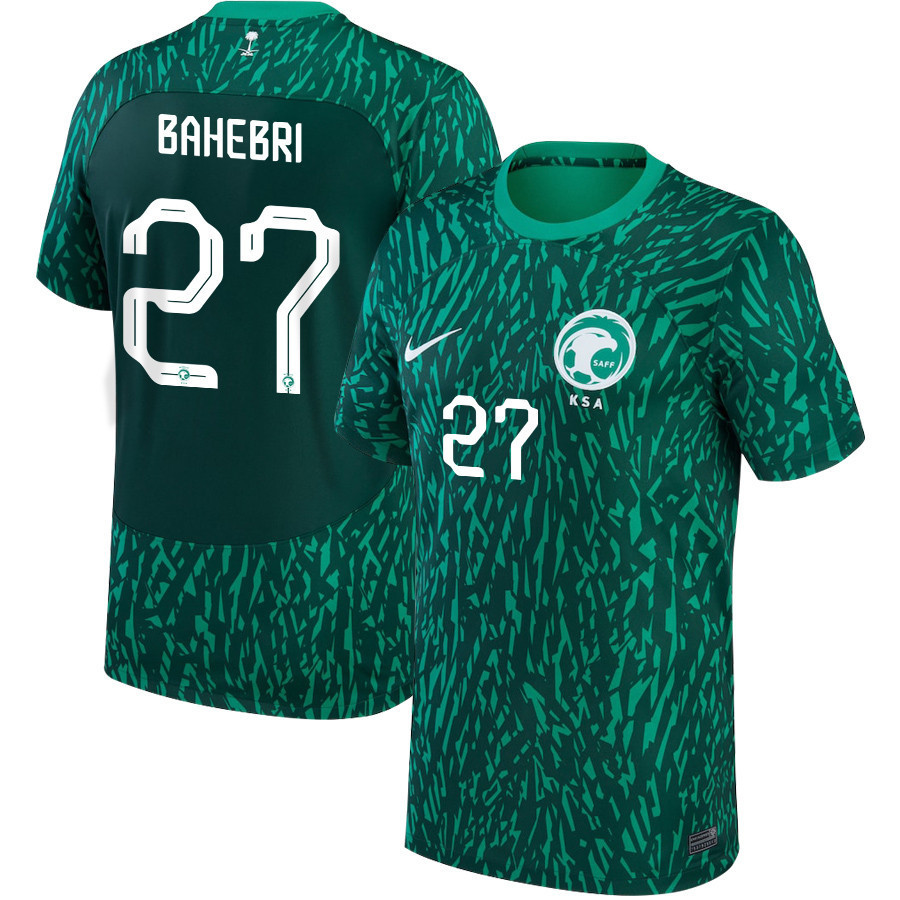 Saudi Arabia National Team 2022-23 Hattan Bahebri 27 Qatar World Cup Away Men Soccer Jersey – Green