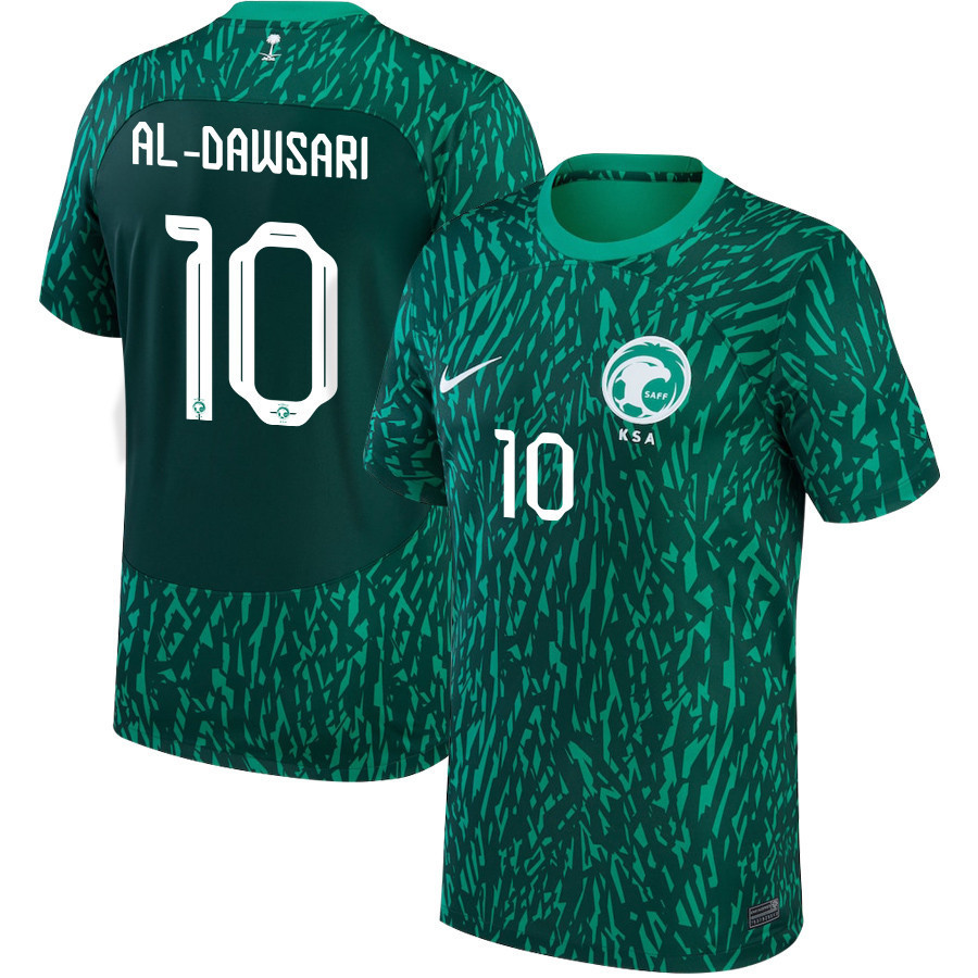 Saudi Arabia National Team 2022-23 Salem Al-Dawsari 10 Qatar World Cup Away Men Soccer Jersey – Green