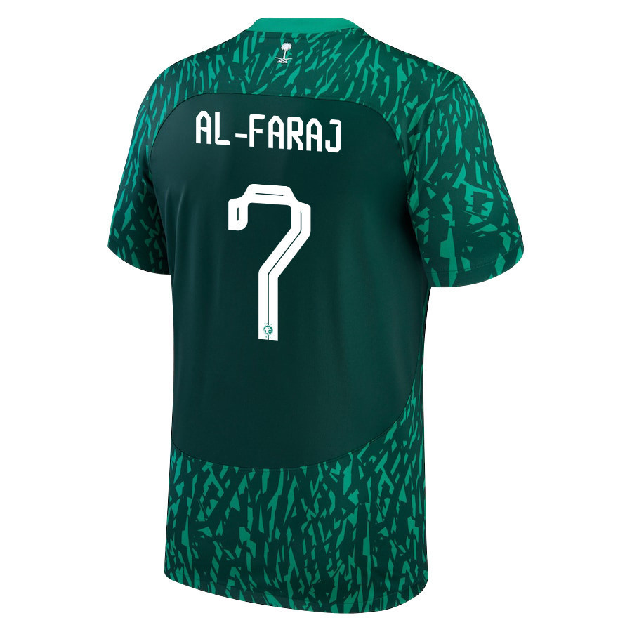 Saudi Arabia National Team 2022-23 Salman Al-Faraj 7 Qatar World Cup Away Men Soccer Jersey – Green