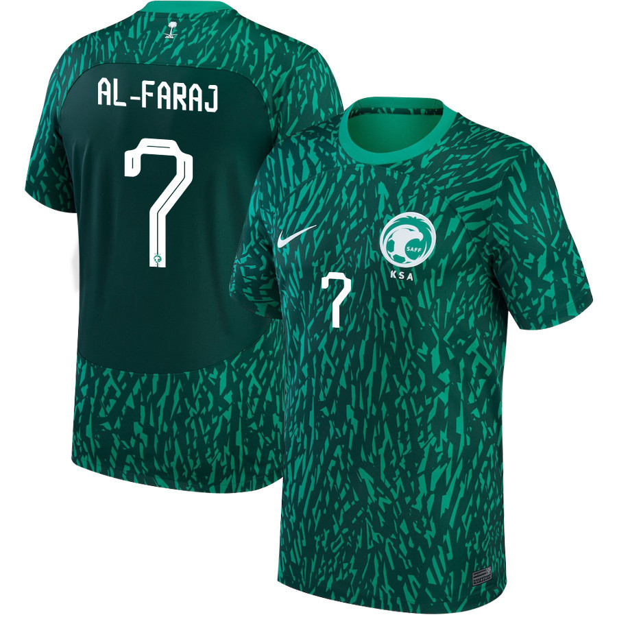 Saudi Arabia National Team 2022-23 Salman Al-Faraj 7 Qatar World Cup Away Men Soccer Jersey – Green