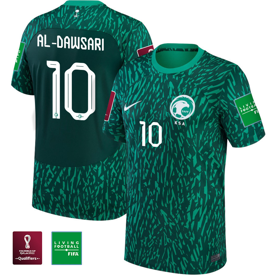 Saudi Arabia National Team FIFA World Cup Qatar 2022 Patch Away Men Soccer Jersey – Salem Al-Dawsari 10