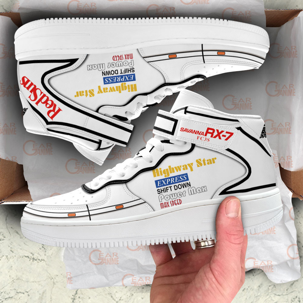 Savanna RX-7 Sneakers Air Mid Custom Decal Initial D Anime Shoes