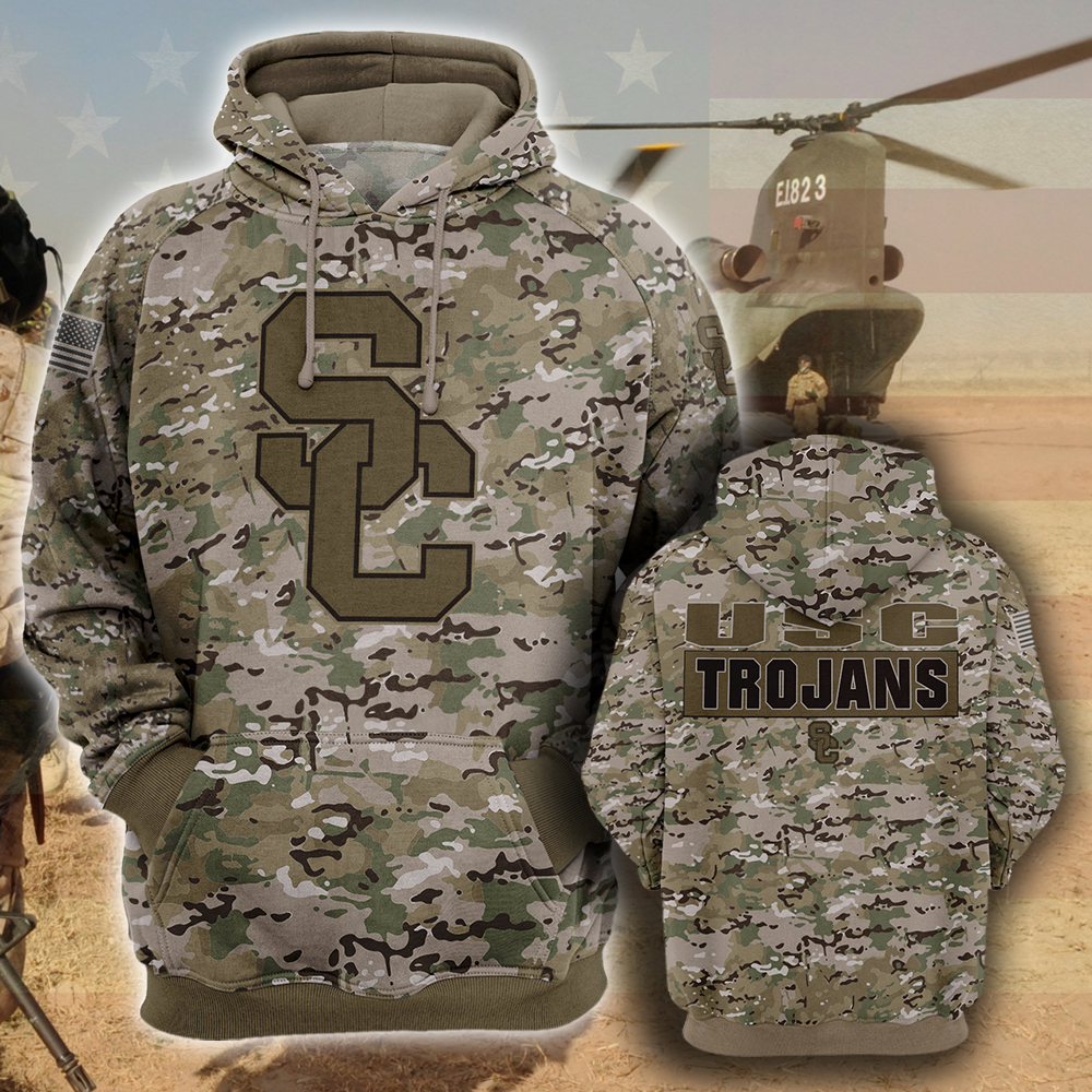 SC Trojans All Over Prints 3D Hoodie – Camo Style