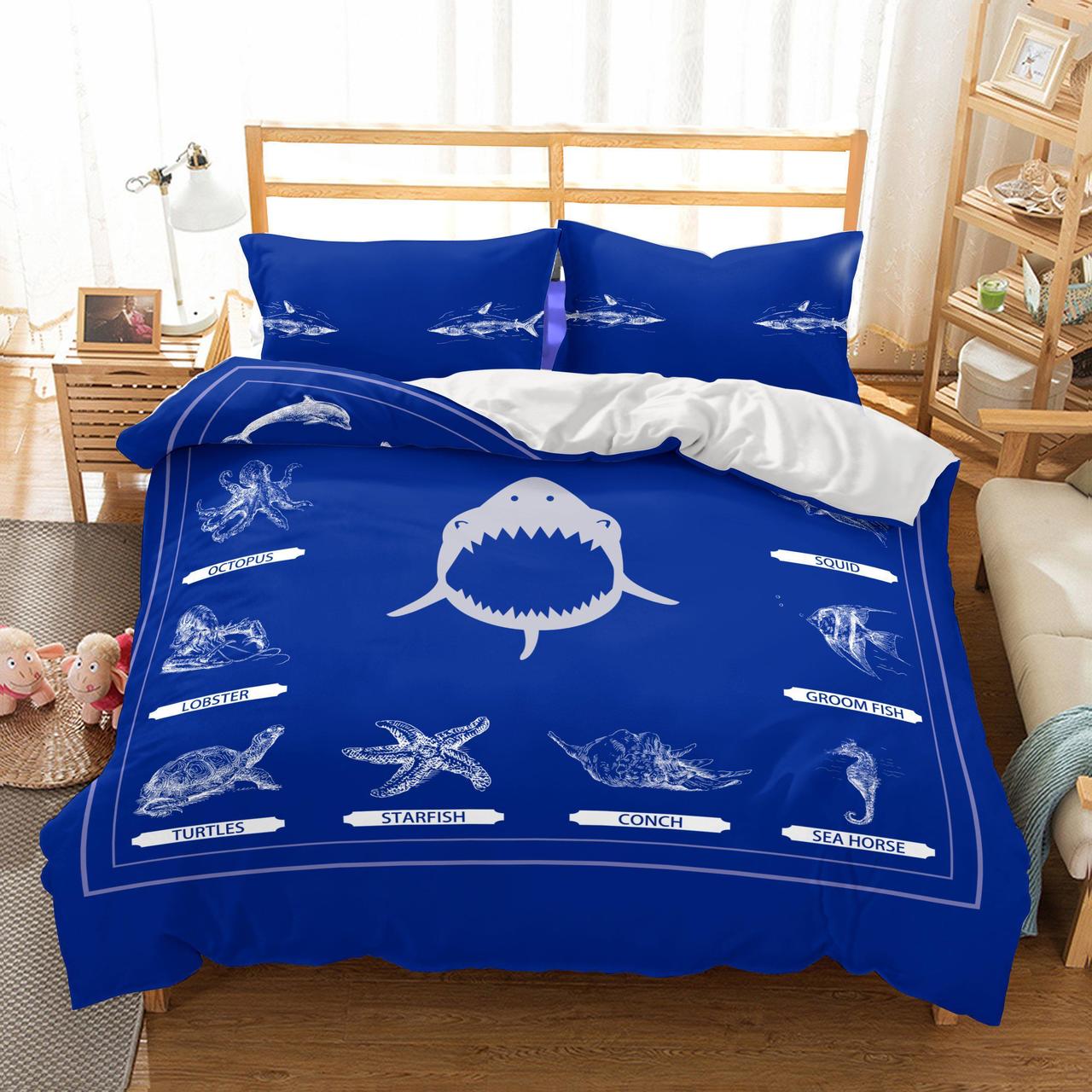 Scenery Marine Organism Room Blanket Mats Bed Quilts 3D Customized Duvet Cover Bedding Set