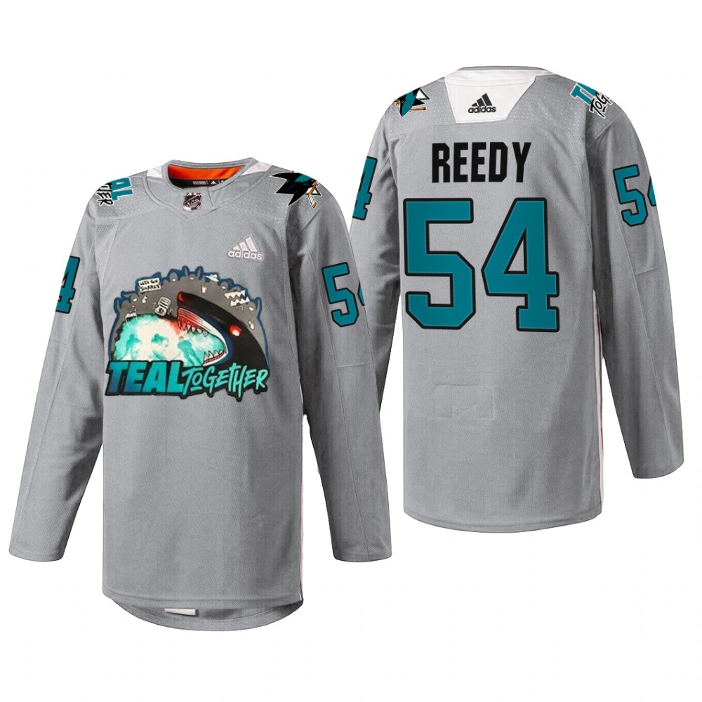 Scott Reedy San Jose Sharks Fan Appreciation Jersey Gray #54 Teal Togehter