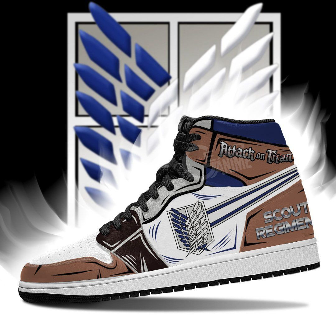Scout Regiment Attack On Titan Anime 1 High Top Air Jordan Sneaker, Air Jordan Hightop