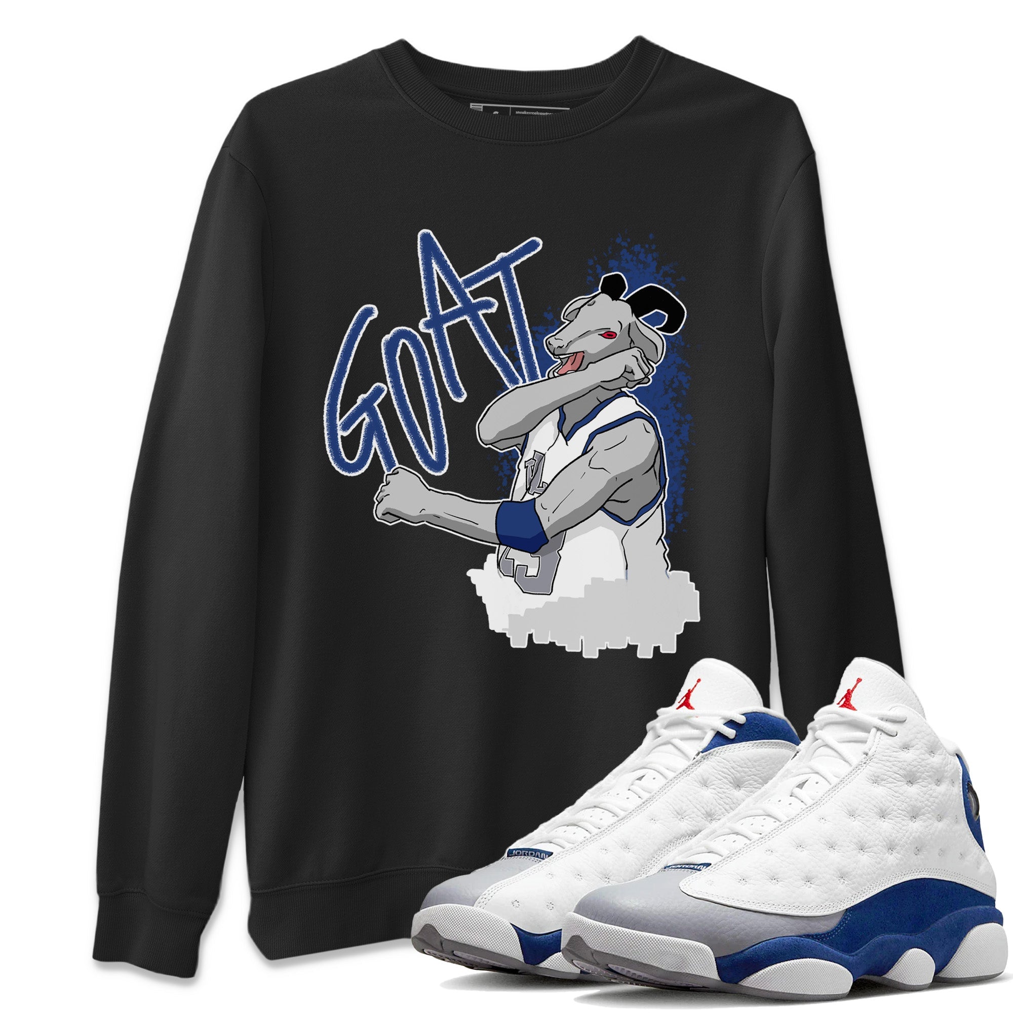 Screaming Goat Unisex Sweater – Air Jordan 13 French Blue, Sneakers Matching Sweater