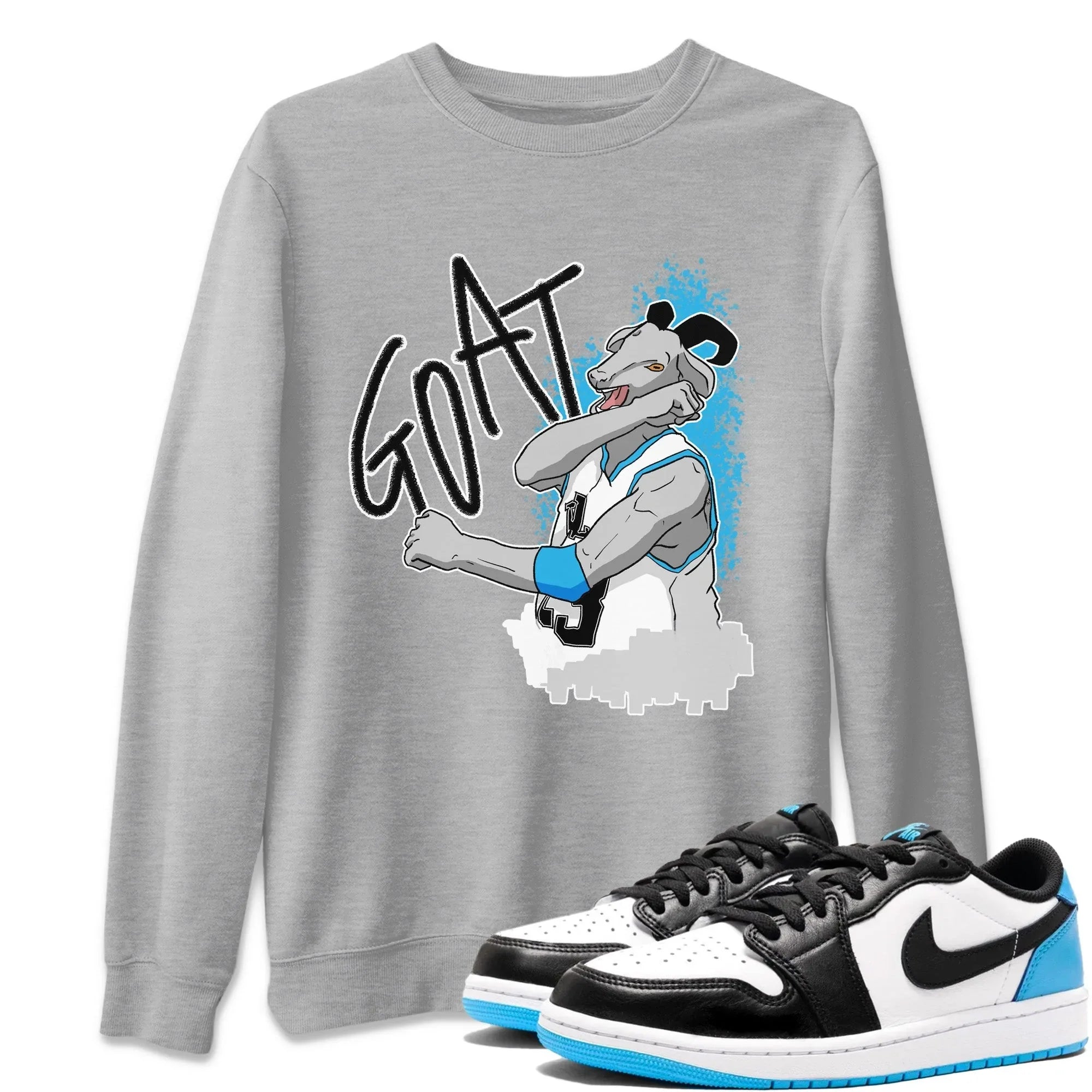Screaming Goat Unisex Sweater – Air Jordan 1 Powder Blue, Sneakers Matching Sweater