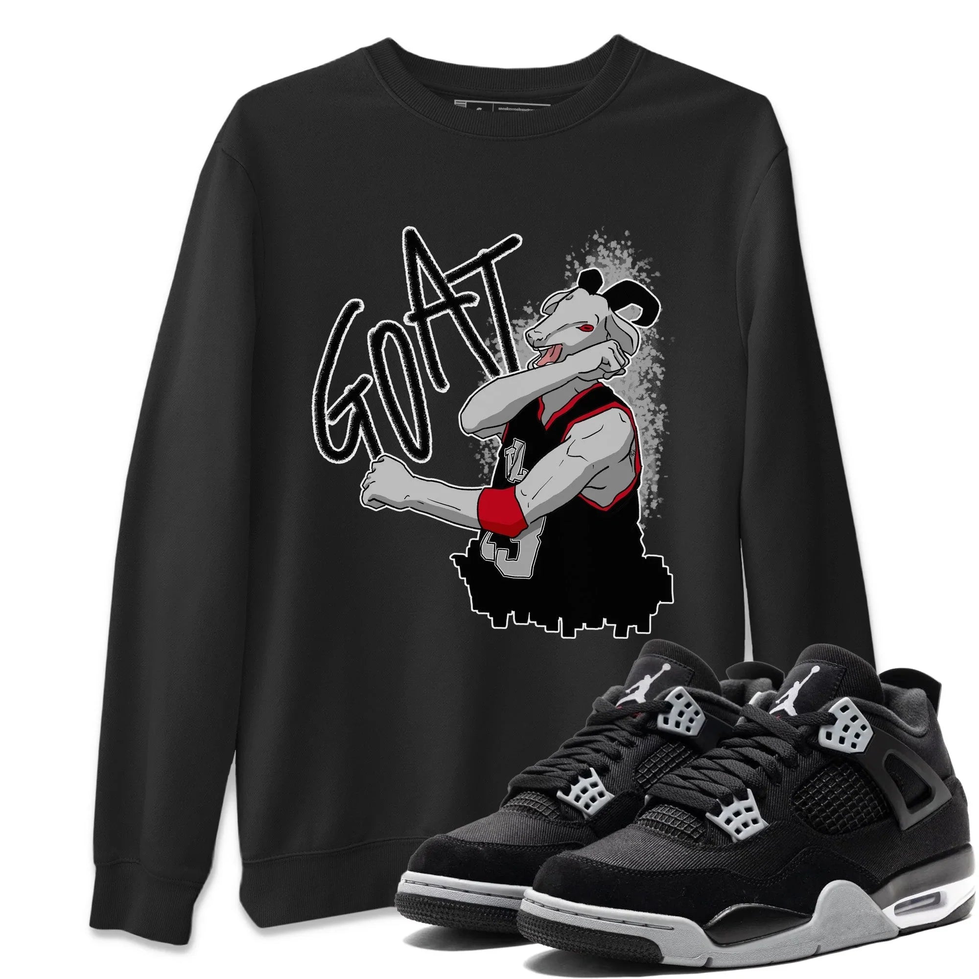 Screaming Goat Unisex Sweater – Air Jordan 4 Black Canvas, Sneakers Matching Sweater