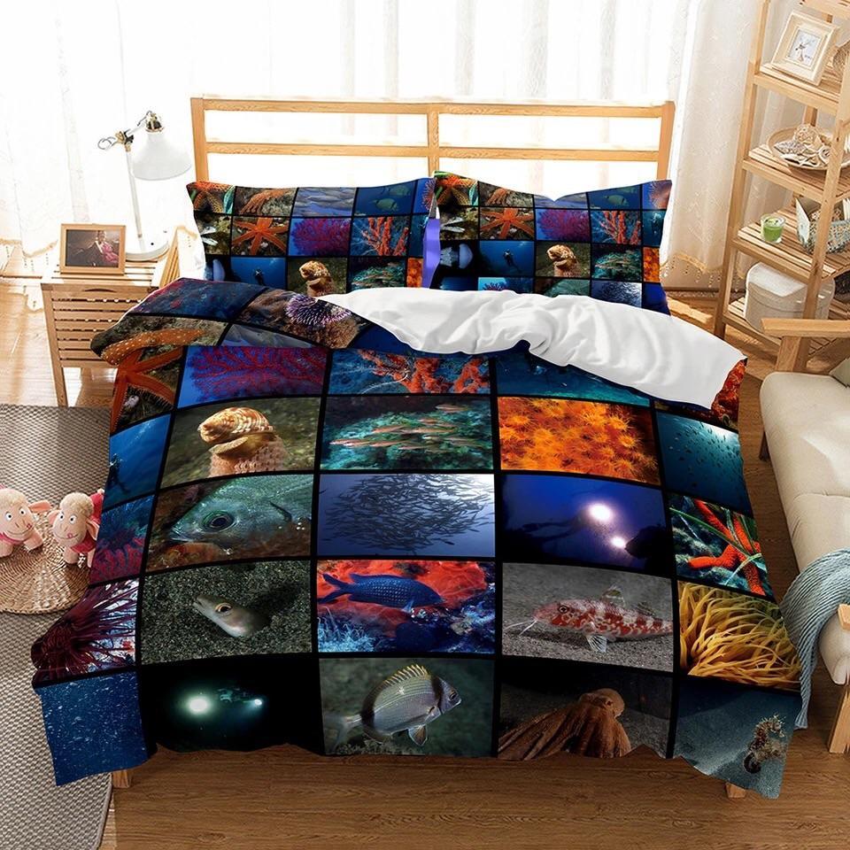 Sea Life Collage 3D Customized Duvet Cover Bedding Set