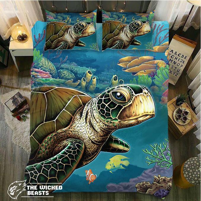Sea Turtle Portrait3D Customized Duvet Cover Bedding Set