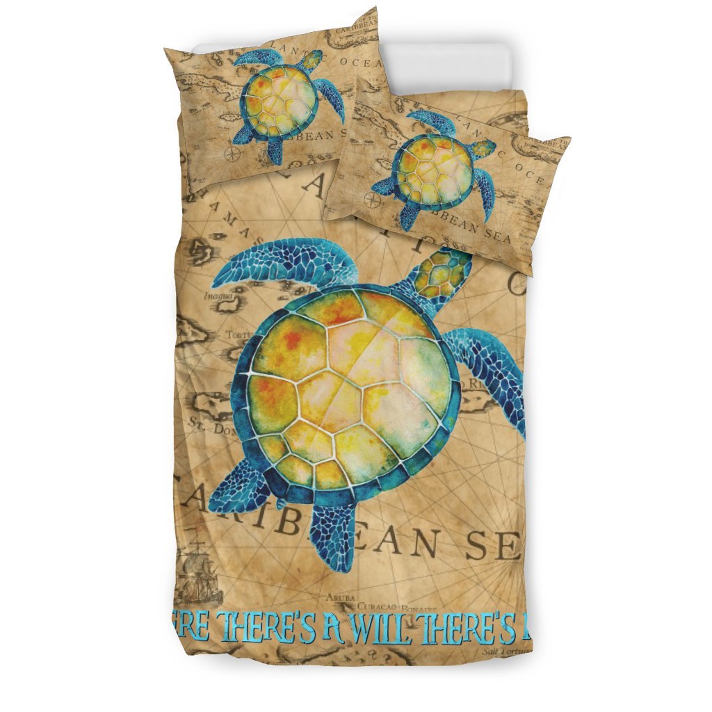 Sea Turtle Where There’S A Will, There’S A Way. 3D Customized Duvet Cover Bedding Set